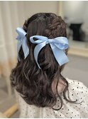 編み込みハーフツイン