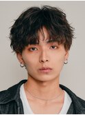 無造作パーマウルフシャドウパーマ黒髪マッシュメンズヘアカット