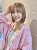 ホワイトグレージュミニウルフデジタルパーマチェリーブラウン
