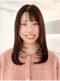 大人可愛い顔周りレイヤーカットセミロング似合わせ小顔ヘア梅田