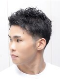 メンズビジネスツーブロックツイストスパイラルパーマ黒髪理容室