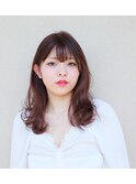 ゆるふわセミロング×ピンクブラウン2