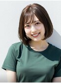 小顔ボブミディアムベージュ20代30代40代くびれミディ韓国ヘア