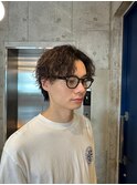 大人センターパートスパイラルパーマ