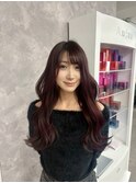レイヤーカット/髪質改善/韓国ヘア/くびれ巻き/ワインレッド