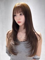 ロムーク 表参道(LOMKH)&nbsp;ロングレイヤーカット顔周りシールエクステ春ヘーゼルグレージュ