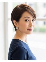 ラディシュ さがみ野(RADISH) 透明感夏レイヤーカットショートボブ軽やかオレンジベージュ