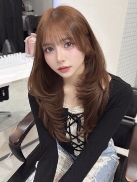 ロムーク 表参道(LOMKH) 小顔ロングレイヤーカット顔周り夏ハッシュカット透明感カラー