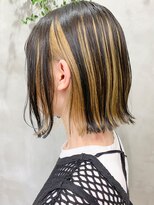 テトヘアー(teto hair)&nbsp;スリークボブ、前下がり、インナーカラー、ローライト