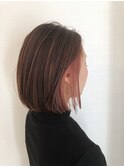 ショートボブ インナーカラー チェリーピンク◎30代40代50代
