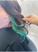 イヤリングインナーカラー☆ターコイズグリーン