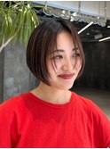 コンパクトショートボブ/ハイライト/顔まわりレイヤー/骨格補正