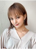 ☆小顔ワンカールレイヤーカットデジタルパーマチェリーブラウン