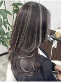 ハイライトレイヤーカット韓国風グレージュイルミナカラー堺東
