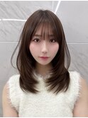 美髪レイヤーカット/顔まわりレイヤー/くびれミディアムレイヤー