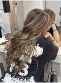 ホワイトグレージュミニウルフデジタルパーマチェリーブラウン