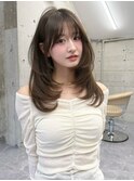 韓国ヘア/レイヤーカット/オリーブカラー/透明感カラー/国分寺