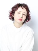 SHORTBOB［ショートバング・ランダムパーマ・赤髪］