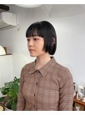 30代40代♪大人かわいい黒髪ショートボブ☆オン眉ワイドバング