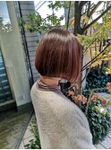 ショートボブ/オレンジベージュ/切りっぱなし