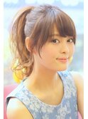 小顔に見える顔まわり似合わせカットで可愛いポニーテール♪丸型