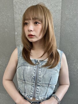 レーヴバイロンド 仙台(Reve by Lond) レイヤーカット 韓国 前髪 ブリーチ ミルクティーベージュ 仙台