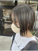 切りっぱボブ×dark green