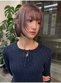 ダブルカラーナチュラルボブ前髪ありミディアムレイヤーボブ