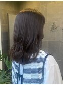 暗髪透明感カラーのカーキアッシュ