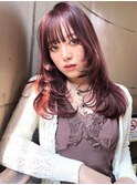 くびれヘアアプリコットオレンジハイライトカラーブルーカラー