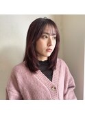 暖色ミディアムレイヤーカット大人スタイル