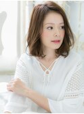 センターパートオレンジベージュエアリーボブa小山20代30代40代