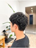 天神ルーズパーマアクティブショート黒髪ナチュラルショート