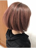 ナチュラル ボブ、ピンクカラー