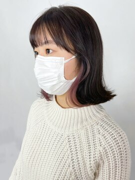 アルバム 新宿(ALBUM SHINJUKU) インナーカラーベビーピンク_外ハネボブ_ba381662