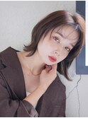 大人可愛い20代30代40代小顔ウルフレイヤーボブグレージュ