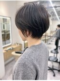 大人可愛い20代30代40代黒髪前下がりショートボブ丸みショート◎