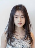 ミディアムレイヤー/20代30代大人かわいい/オリーブグレージュ