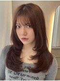 美髪レイヤーカット/顔まわりレイヤー/くびれミディアムレイヤー