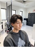 フェザーパーマツーブロック刈り上げセンターパート