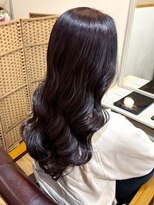 リッチ 横須賀中央店(Rich)&nbsp;カシスブラウン 艶カラー 髪質改善 ロング コテ巻き風 艶髪 30代