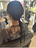 編み下ろし　リボン　お呼ばれヘアセット