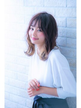 ヘアーアートシフォン 池袋西口店(Hair art chiffon) ミニマムボブモードジグザグバング3Dカラーノットヘアブルージュ