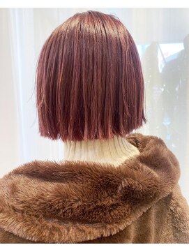 ロンドプランタン 恵比寿(Lond Printemps) ワインレッドカラー　切りっぱなしボブ