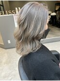 極細ハイライト×透明感グレーベージュ