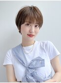 大人ショート 丸み ひし形 前髪あり ふんわり ベージュK05-02