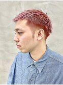 ペールピンク刈り上げベリーショートアップバングボウズ