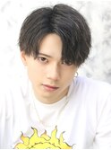 ソフトツイストパーマ　センターパート　アップバング