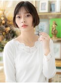 切りっぱなし黒髪クラシカル小顔ぶつ切りボブa浦和20代30代40代