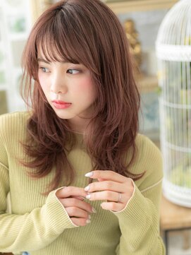 カバーヘア ブリス 志木南口駅前店(COVER HAIR bliss) ミルクティーピンク小顔ミディアムウルフTb1志木20代30代40代